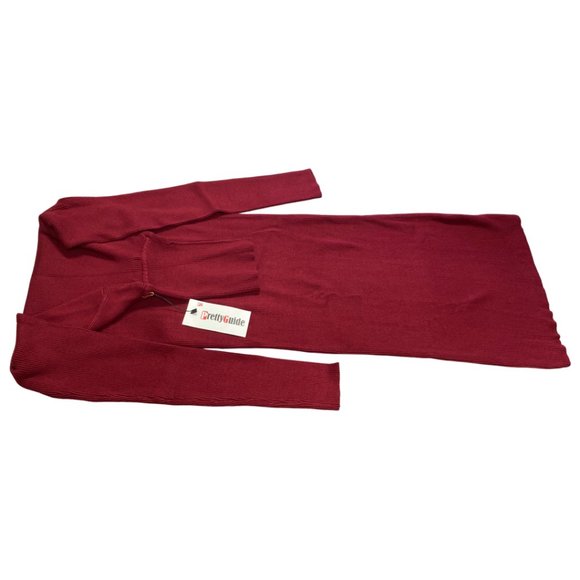 PrettyGuide Women Slim Fit Ribbed Turtleneck Long Sleeve Midi Knit Sweater Dress - Picture 3 of 3